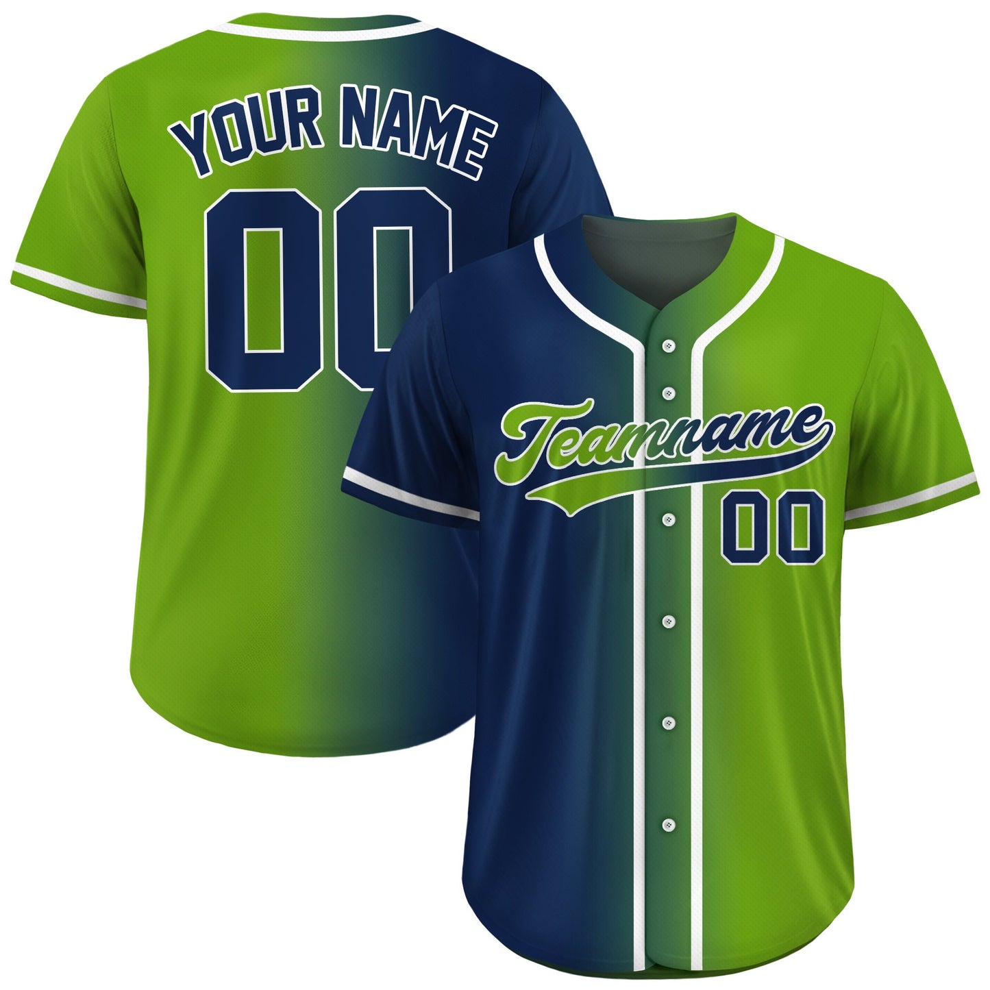 Custom Baseball Jersey Gradient with Teamname Name Number, Custom Jersey Shirt for Men Women Youth Kid, Gift for Baseball Fans Green Navy