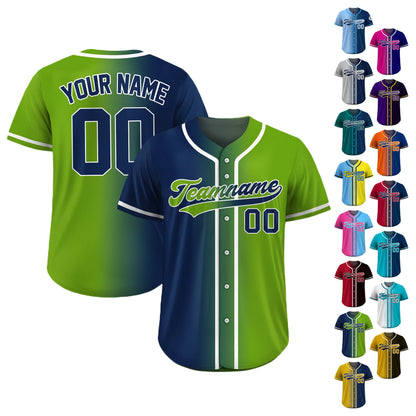 Custom Baseball Jersey Gradient with Teamname Name Number, Custom Jersey Shirt for Men Women Youth Kid, Gift for Baseball Fans Green Navy