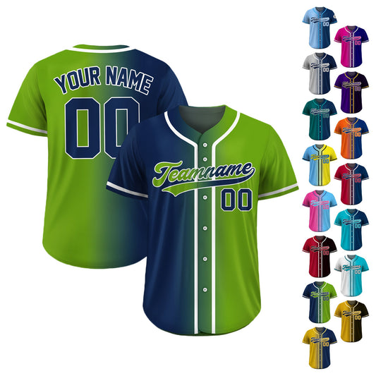 Custom Baseball Jersey Gradient with Teamname Name Number, Custom Jersey Shirt for Men Women Youth Kid, Gift for Baseball Fans Green Navy