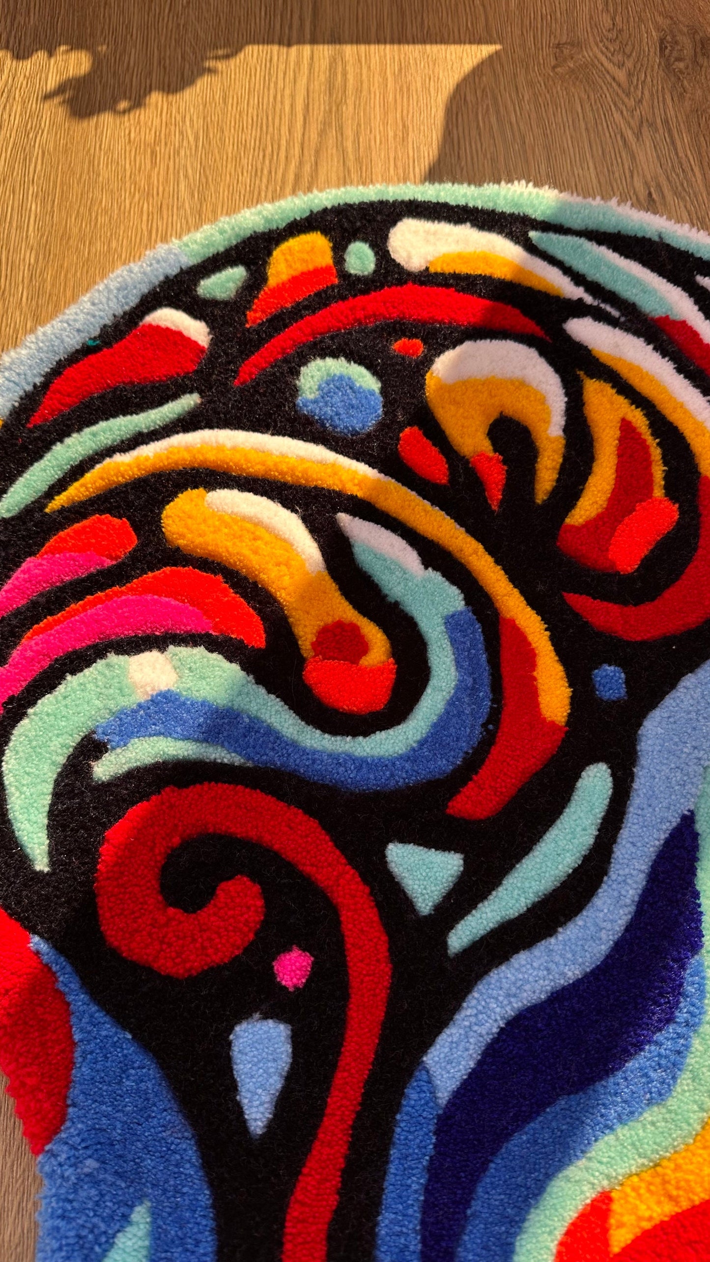 Melting Brain Tufted Rug – Handmade Abstract Human Head Carpet, Custom Drippy Art for Creative Spaces, Surreal Room Decor