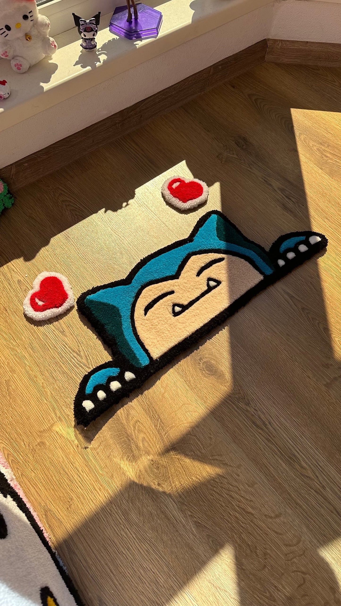 Snorlax Tufted Rug – Fluffy Handmade Custom Rug, Anime Room Decor, Cute Bedside Carpet, Gift for Lovers, Cozy Floor Mat