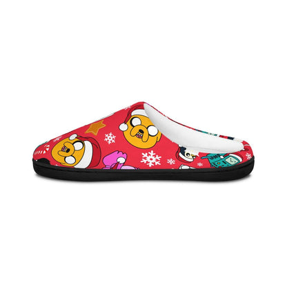 Adventure Time Christmas Slippers | Finn The Human Jake The Dog BMO Marceline Princess Bubblegum Merry Christmas Indoor Slippers Gift