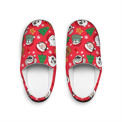 We Bare Bears Christmas Slippers | Grizzly Panda Ice Bear  Merry Christmas Indoor Slippers Gift Cartoon Character For Her For Him Gift