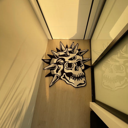 Grunge Skull Tufted Rug: Handmade Acrylic Home Decor