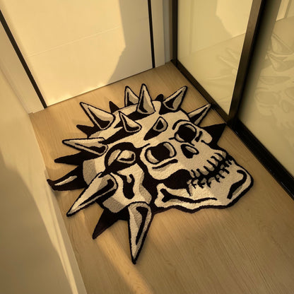 Grunge Skull Tufted Rug: Handmade Acrylic Home Decor