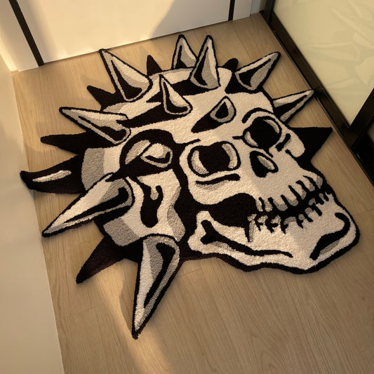 Grunge Skull Tufted Rug: Handmade Acrylic Home Decor