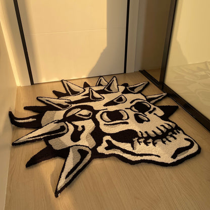 Grunge Skull Tufted Rug: Handmade Acrylic Home Decor