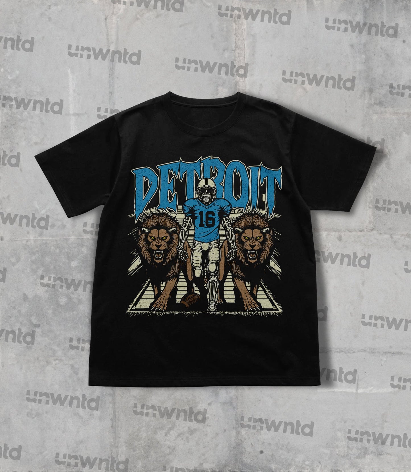 Detroit Football Shirt - Graphic Tees - Skeleton Shirt - Merch Tee - Gift Shirt - Bootleg Shirt - Vintage - Skeleton Football Shirt - Lions
