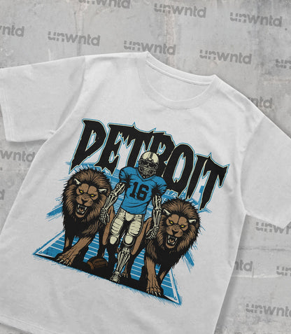 Detroit Football Shirt - Graphic Tees - Skeleton Shirt - Merch Tee - Gift Shirt - Bootleg Shirt - Vintage - Skeleton Football Shirt - Lions