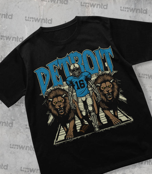 Detroit Football Shirt - Graphic Tees - Skeleton Shirt - Merch Tee - Gift Shirt - Bootleg Shirt - Vintage - Skeleton Football Shirt - Lions