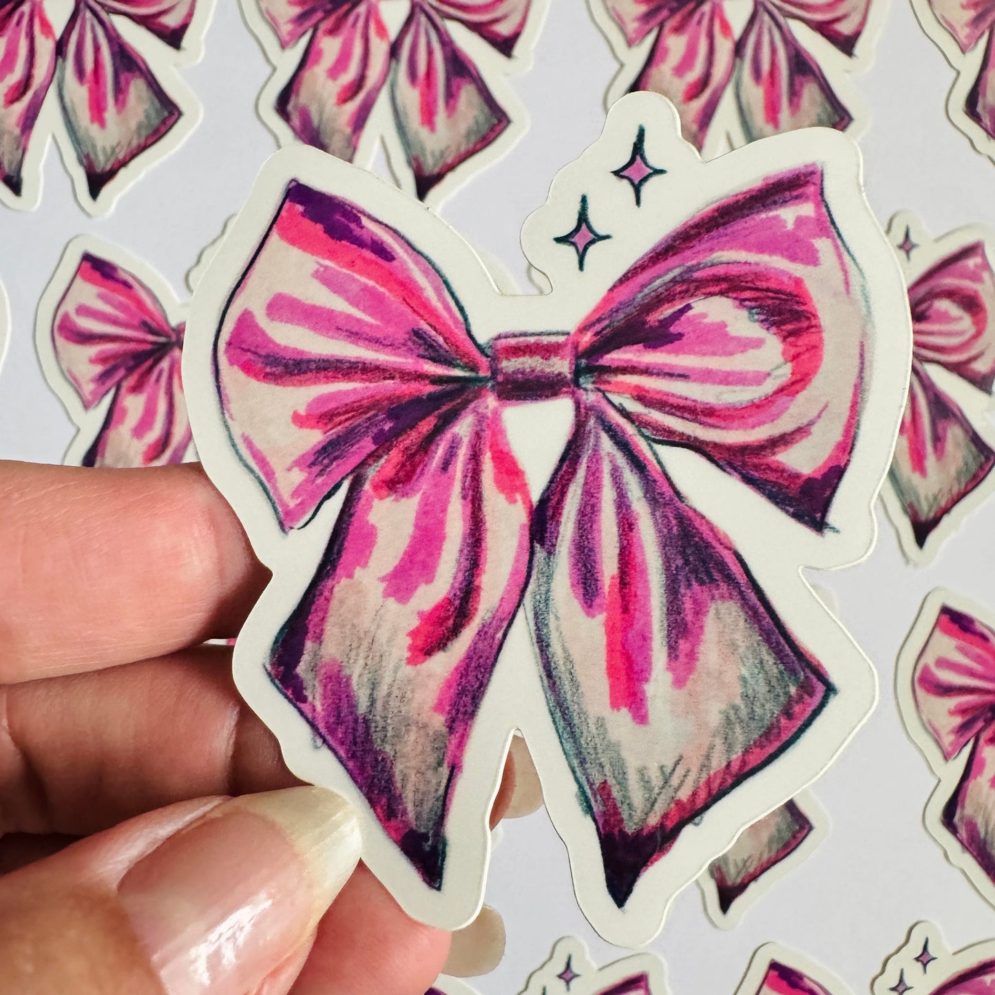 Pink Bow Sparkle Sticker | 3" Sticker Decal | Water-Resistant | Pink Coquette Cute Ribbons