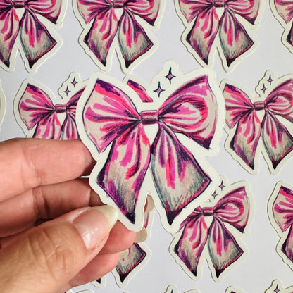 Pink Bow Sparkle Sticker | 3" Sticker Decal | Water-Resistant | Pink Coquette Cute Ribbons