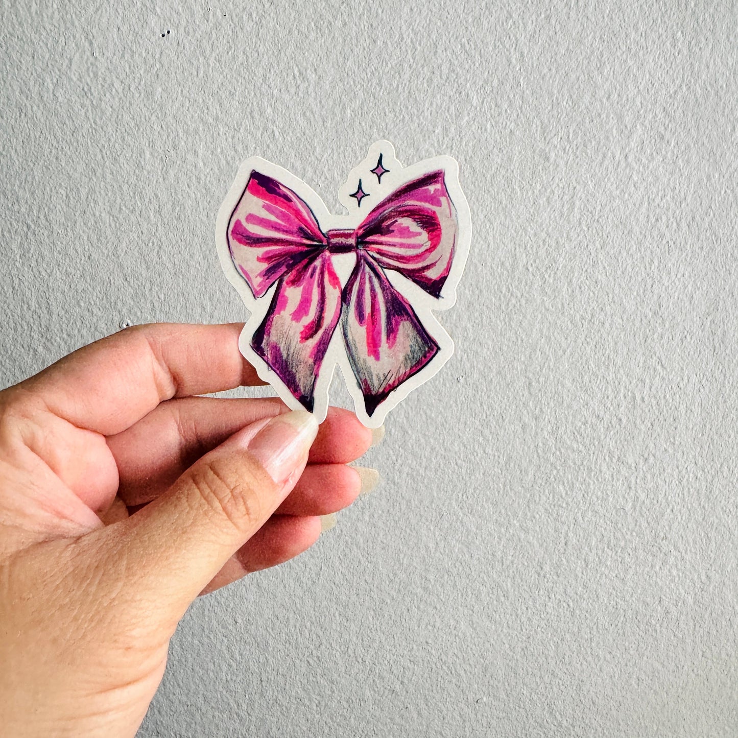 Pink Bow Sparkle Sticker | 3" Sticker Decal | Water-Resistant | Pink Coquette Cute Ribbons