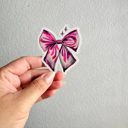 Pink Bow Sparkle Sticker | 3" Sticker Decal | Water-Resistant | Pink Coquette Cute Ribbons