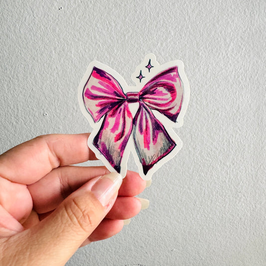 Pink Bow Sparkle Sticker | 3" Sticker Decal | Water-Resistant | Pink Coquette Cute Ribbons