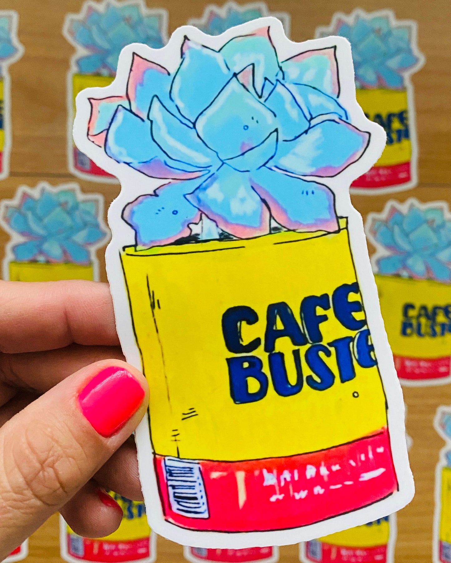 Rasquachismo Bustelo Succulent | Large 5" Sticker Decal | Water-Resistant | Latino Plants Coffee Can