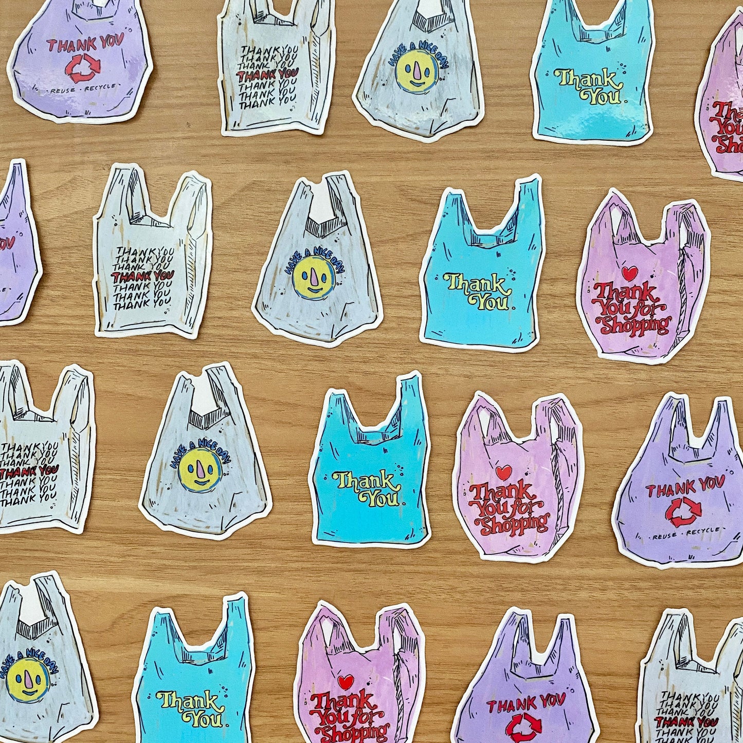 Blue Thank You Grocery Bag Icon | 3" Sticker Decal | Grocery Shopper Tote