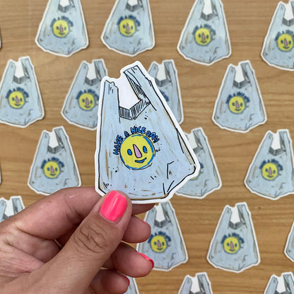 Nice Day Grocery Bag Icon | 3" Sticker Decal | Water-Resistant | Grocery Shopper Tote