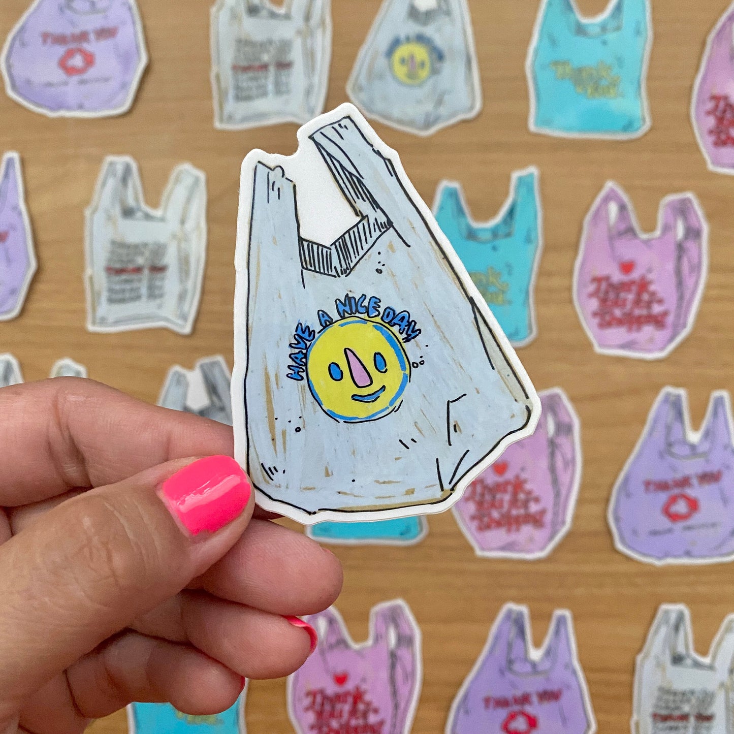 Nice Day Grocery Bag Icon | 3" Sticker Decal | Water-Resistant | Grocery Shopper Tote