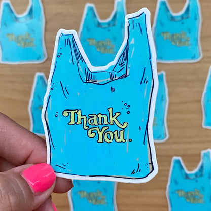 Blue Thank You Grocery Bag Icon | 3" Sticker Decal | Grocery Shopper Tote