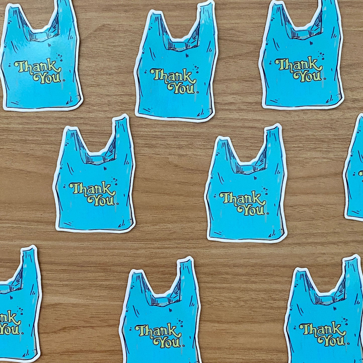 Blue Thank You Grocery Bag Icon | 3" Sticker Decal | Grocery Shopper Tote