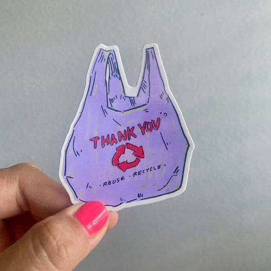Purple Recycle Grocery Bag Icon | 3" Sticker Decal | Grocery Shopper Tote