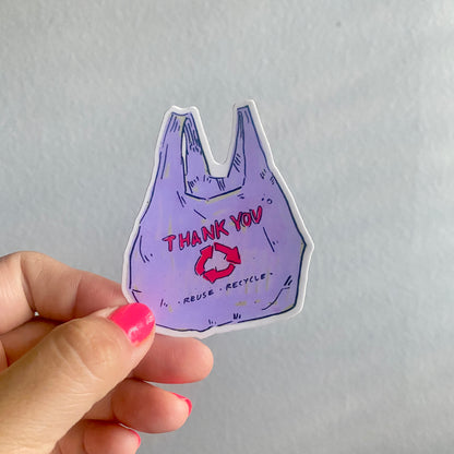 Purple Recycle Grocery Bag Icon | 3" Sticker Decal | Grocery Shopper Tote