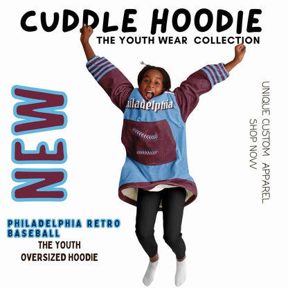 Philly Baseball Youth Cuddle Hoodie: Retro Philadelphia Blanket Gift