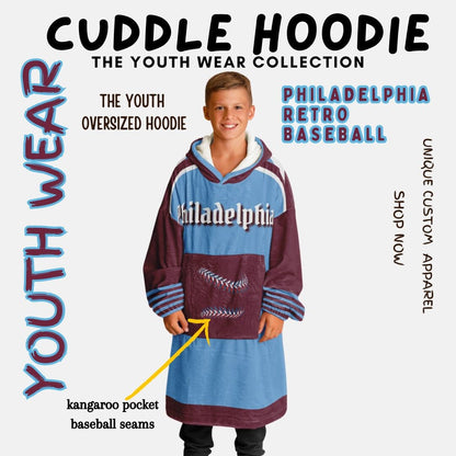 Philly Baseball Youth Cuddle Hoodie: Retro Philadelphia Blanket Gift