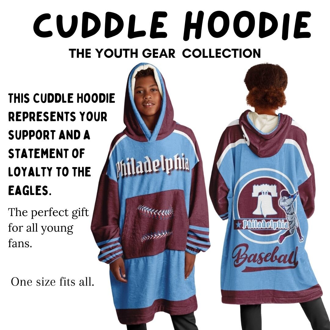 Philly Baseball Youth Cuddle Hoodie: Retro Philadelphia Blanket Gift