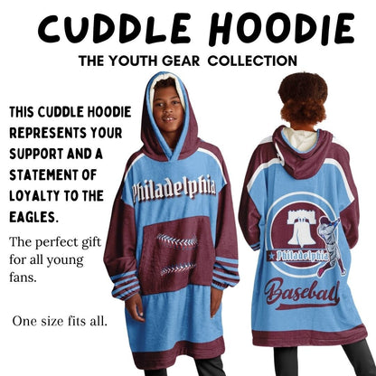 Philly Baseball Youth Cuddle Hoodie: Retro Philadelphia Blanket Gift