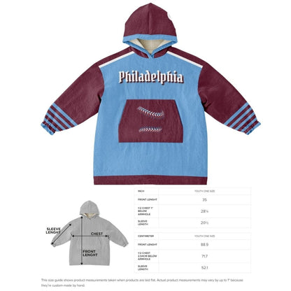 Philly Baseball Youth Cuddle Hoodie: Retro Philadelphia Blanket Gift