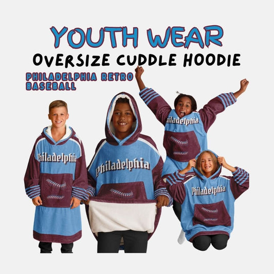 Philly Baseball Youth Cuddle Hoodie: Retro Philadelphia Blanket Gift
