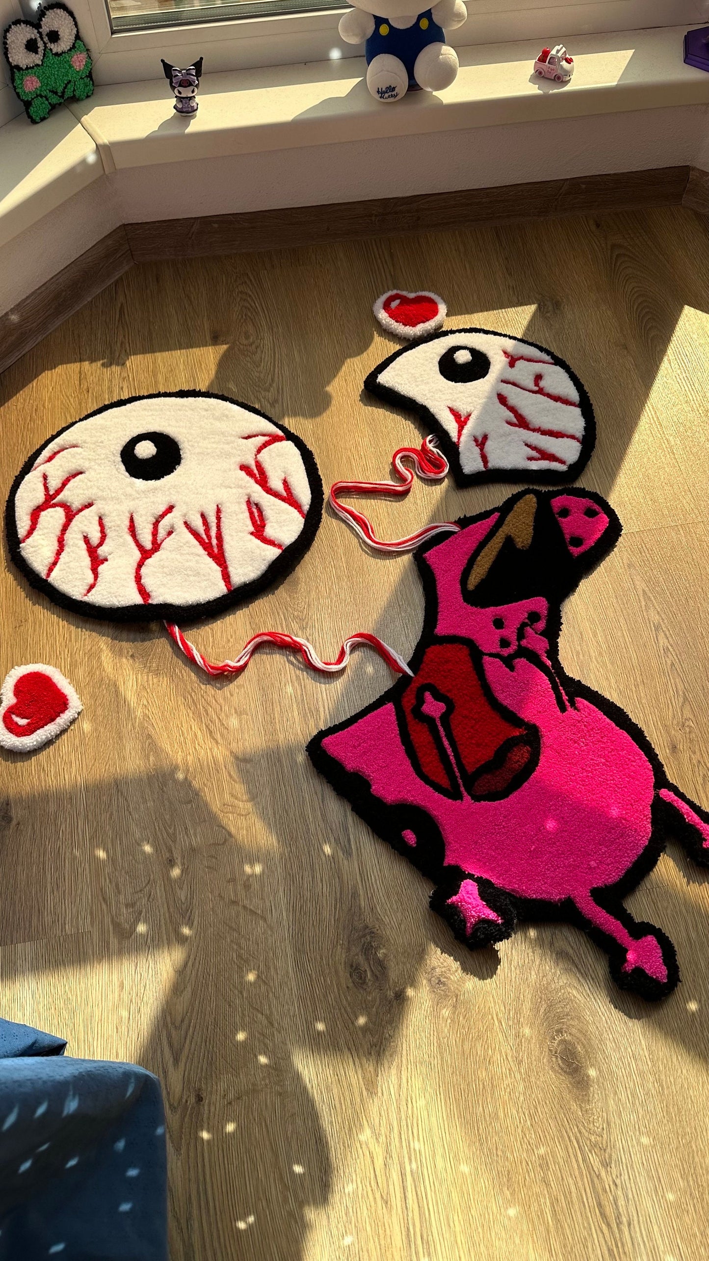 Courage the Cowardly Dog Rug – Handmade Tufted Cartoon Carpet, Spooky Creepy Cute Decor, 3D Puffy Courage Rug, Halloween Room Aesthetic