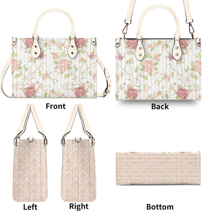 Rustic Spring Floral Tote Purse. Womans leather purse. Floral handbag. Gift for her, Gift for Friend. Leather handbag.