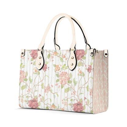 Rustic Spring Floral Tote Purse. Womans leather purse. Floral handbag. Gift for her, Gift for Friend. Leather handbag.
