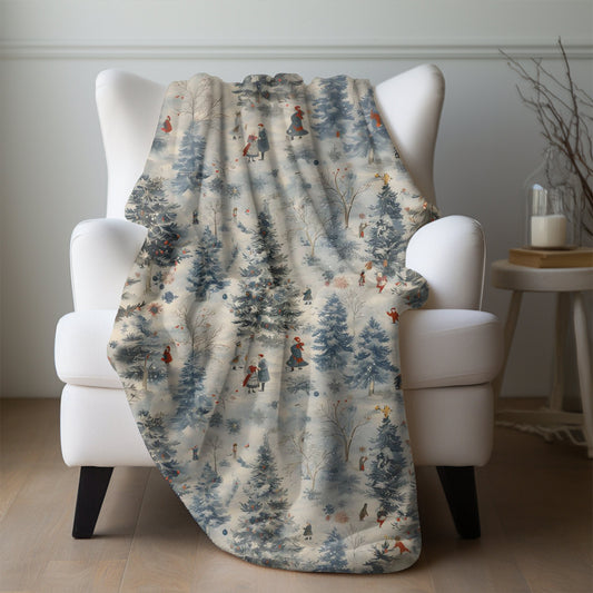 Christmas Blanket Frost Christmas Village Home Decor Blue Holiday Fleece Blanket Christmas Tree Throw Christmas Gift for Family Friend Host