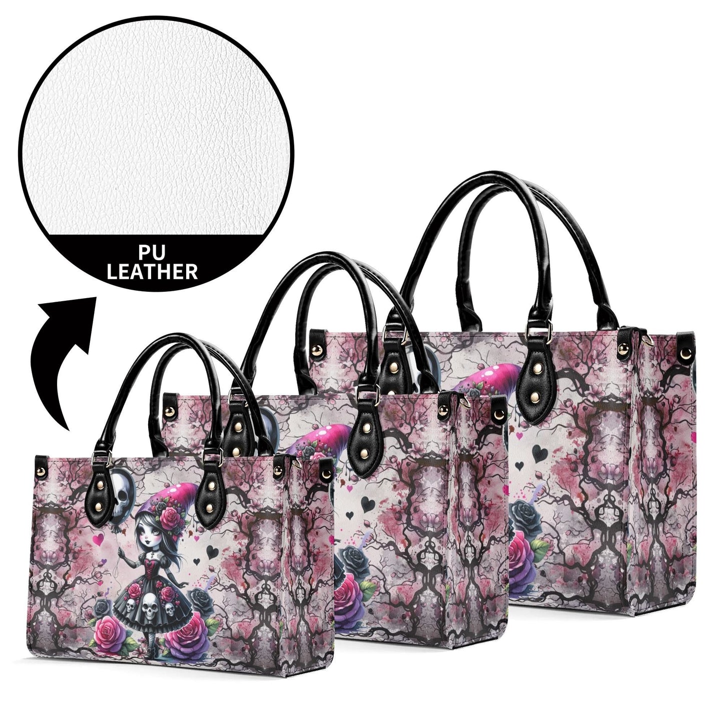 Gothic Fantasy Tote Handbag. Witchy Handbag, Waterproof PU Leather Tote, Top Handle Vegan Leather, Crossbody, Shoulder bag.