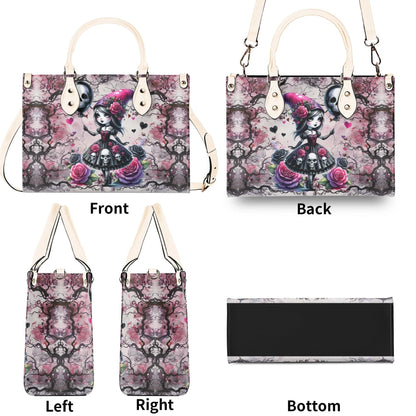 Gothic Fantasy Tote Handbag. Witchy Handbag, Waterproof PU Leather Tote, Top Handle Vegan Leather, Crossbody, Shoulder bag.