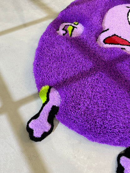 Tufted Purple Eggplant 3D Rug, Cute Cartoon Dog Rug, 3D Moss Rug, Handmade Floor art, Fluffy Tufted Rug, Yellow Rug, Flower Moss Rug