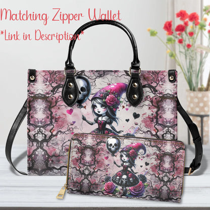 Gothic Fantasy Tote Handbag. Witchy Handbag, Waterproof PU Leather Tote, Top Handle Vegan Leather, Crossbody, Shoulder bag.