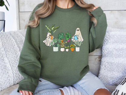 Cute Ghost Sweatshirt, Plant Lady Sweatshirt, Halloween Mom Sweater, Ghost Sweater, Plant Lover Gift, Funny Halloween, Fall Sweater