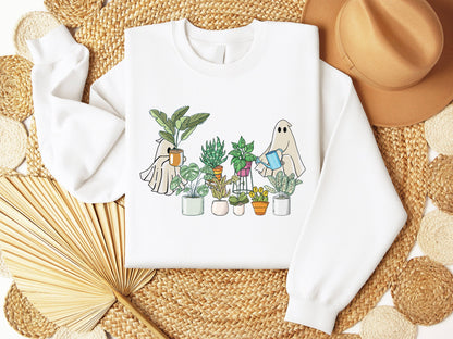 Cute Ghost Sweatshirt, Plant Lady Sweatshirt, Halloween Mom Sweater, Ghost Sweater, Plant Lover Gift, Funny Halloween, Fall Sweater
