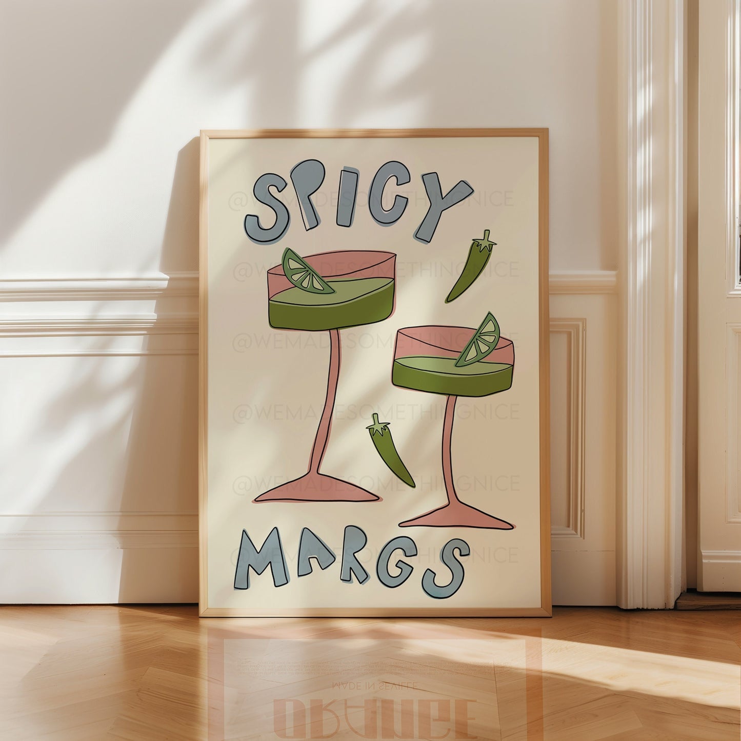 Spicy Margs Print, Trendy Wall Art, Apartment Decor, Retro Wall Art, Kitchen Wall Art, Pink Wall Art, Y2K Room Decor