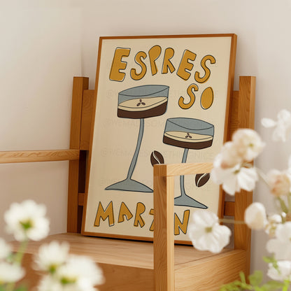 Espresso Martini Poster, Trendy Wall Art, Apartment Decor, Retro Wall Art, Kitchen Wall Art, Pink Wall Art, Y2K Room Decor