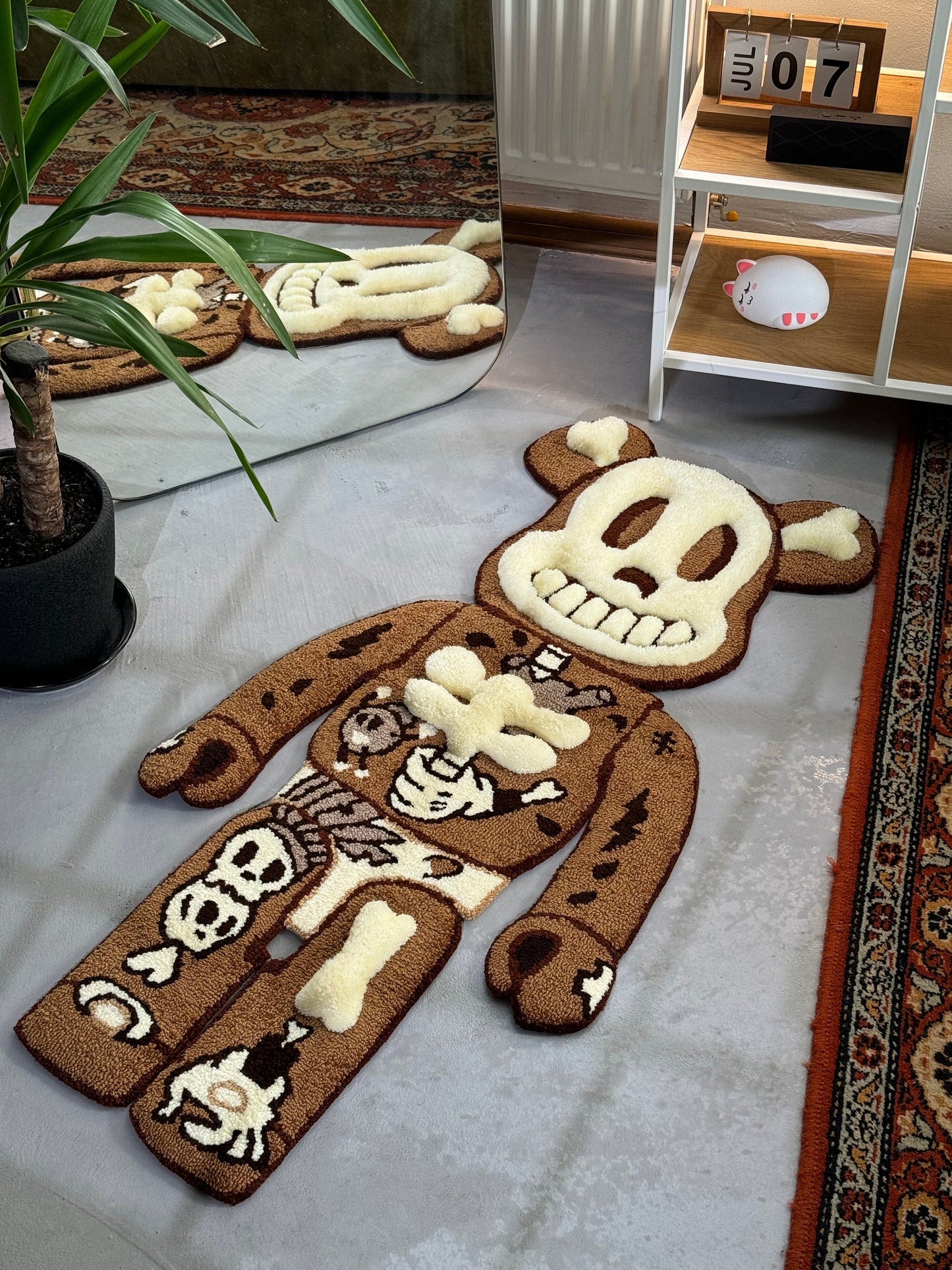 Tufted Bear Rug, Custom Bear Skeleton Rug, Pink Rug, Collectibles home decor, Unique Floor Art, Halloween gift, Christmas gift