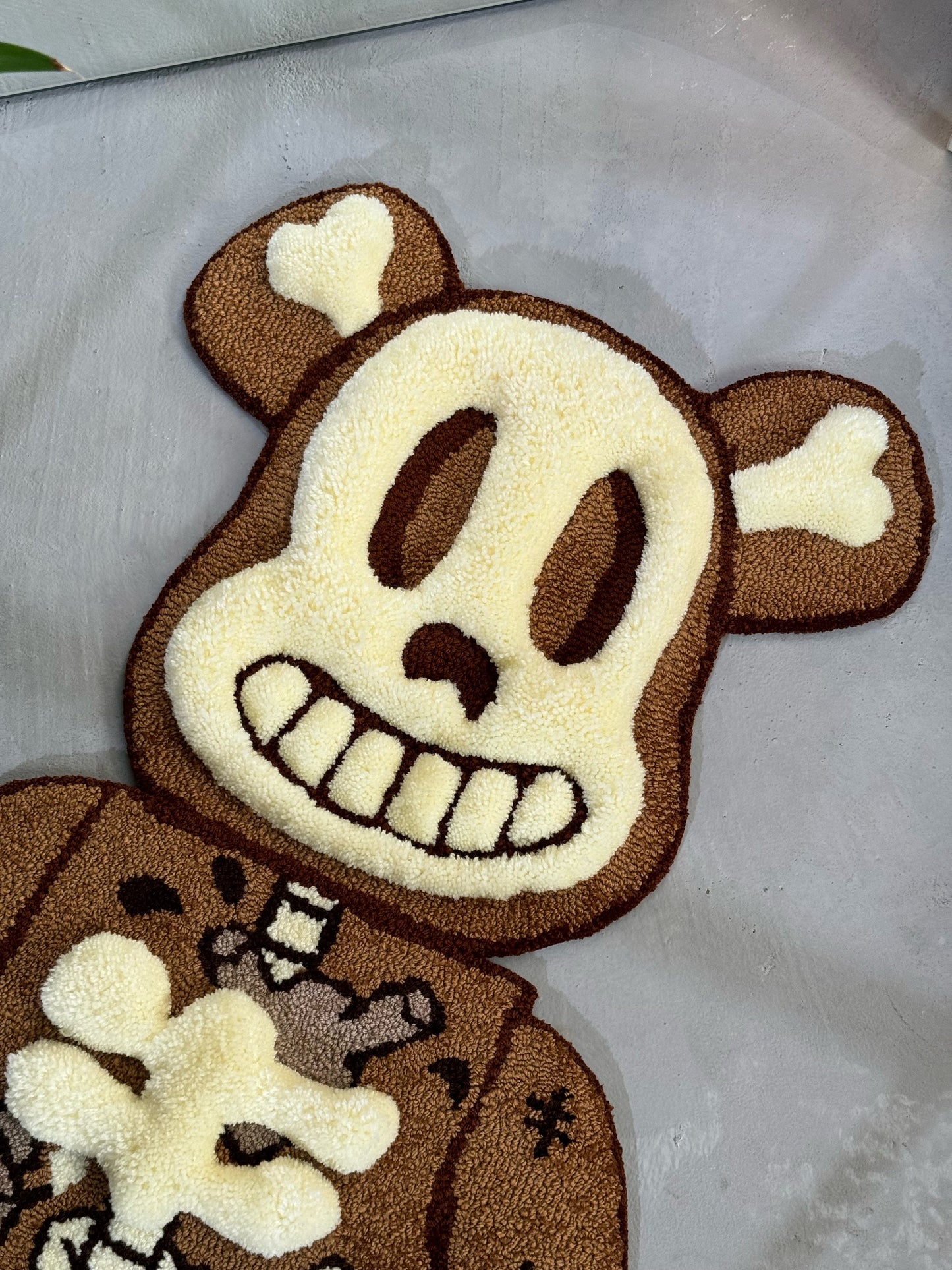Tufted Bear Rug, Custom Bear Skeleton Rug, Pink Rug, Collectibles home decor, Unique Floor Art, Halloween gift, Christmas gift