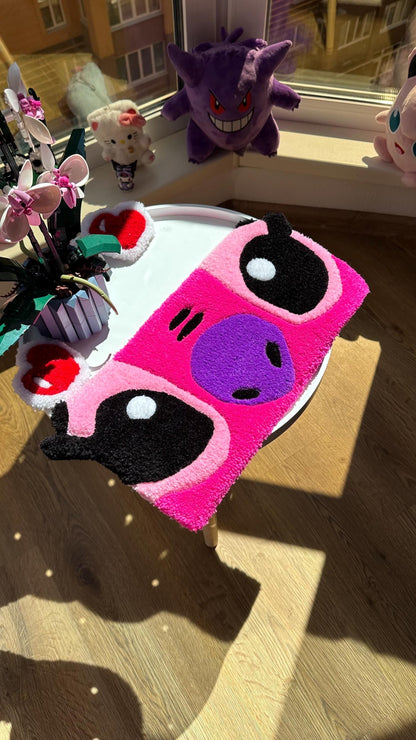 Pink Keyboard Rug – Handmade Tufted Coaster Mat, Cute Desk Decor, Fluffy Anime Carpet, Funny Kawaii Gift for Gamers or Work Setup