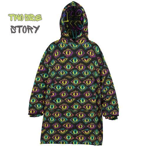 Halloween Scary Eyes Print Reversible Kids Snug Hoodie,Oversized Double Sided Youth Hoodie Blanket,Warm Blanket with Sleeves,Unique Gifts