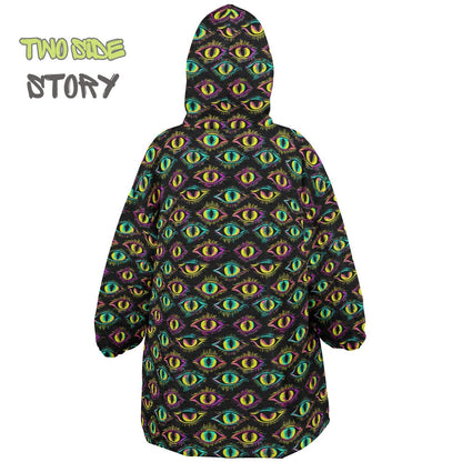 Halloween Scary Eyes Print Reversible Kids Snug Hoodie,Oversized Double Sided Youth Hoodie Blanket,Warm Blanket with Sleeves,Unique Gifts